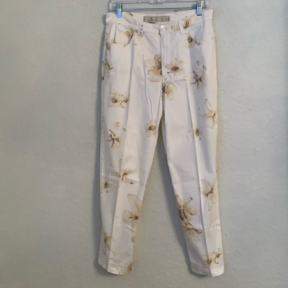 Dismero Made in Italy Cotton Blend Flowers Print High Rise Women’s Pants Size 12